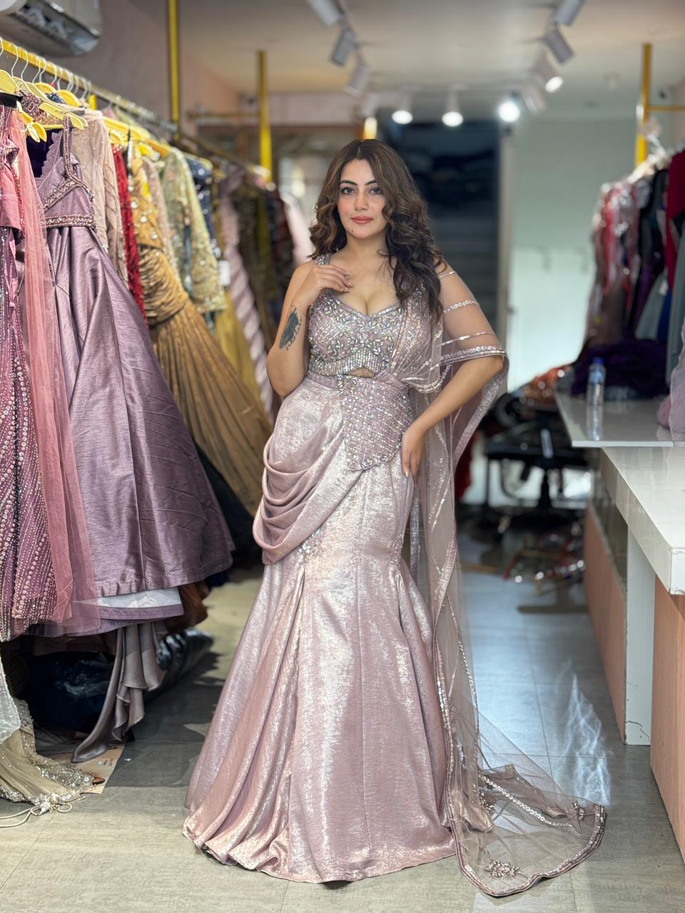 Pufferfish Draped Luxe Lehenga  Set