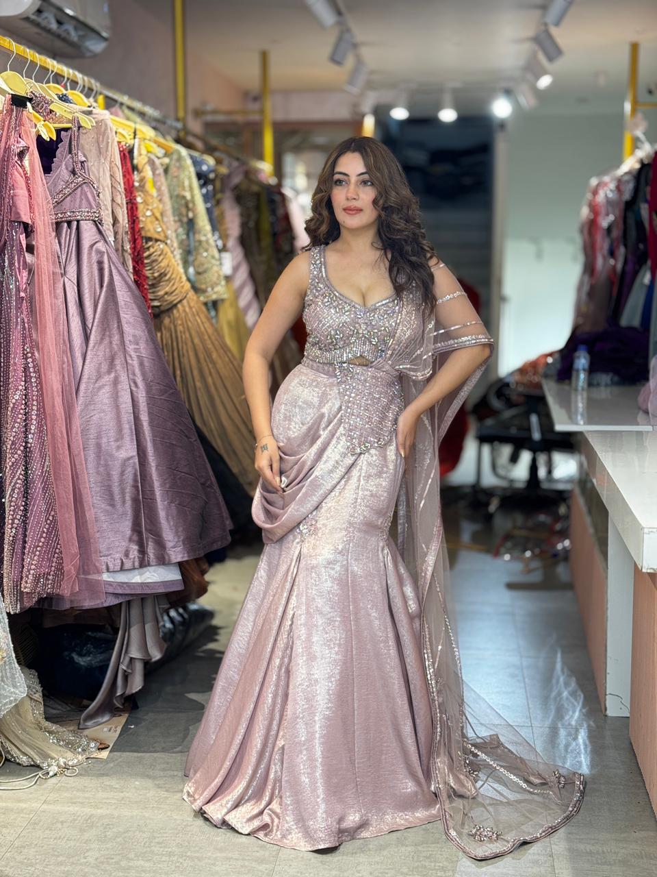 Pufferfish Draped Luxe Lehenga  Set