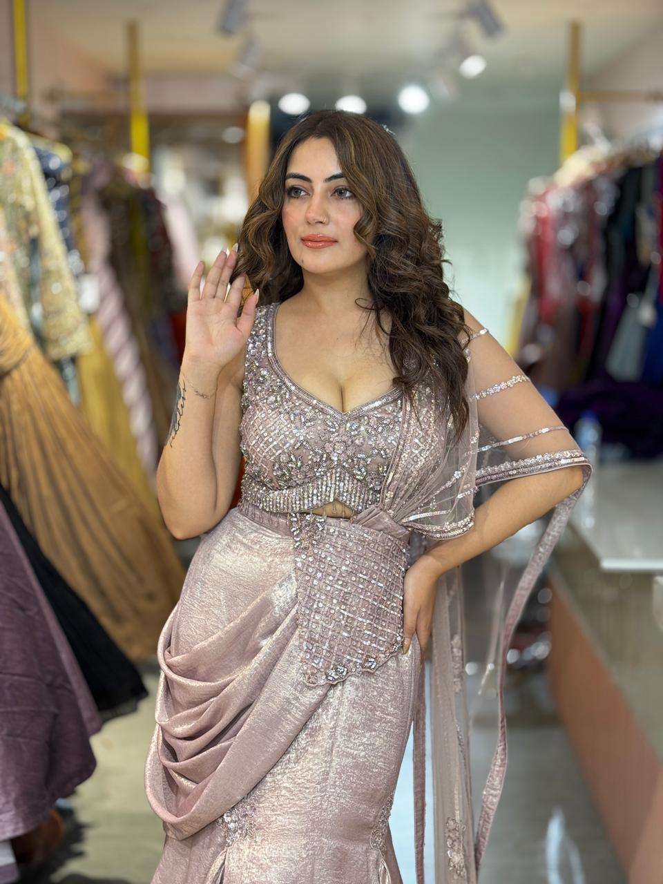 Pufferfish Draped Luxe Lehenga  Set