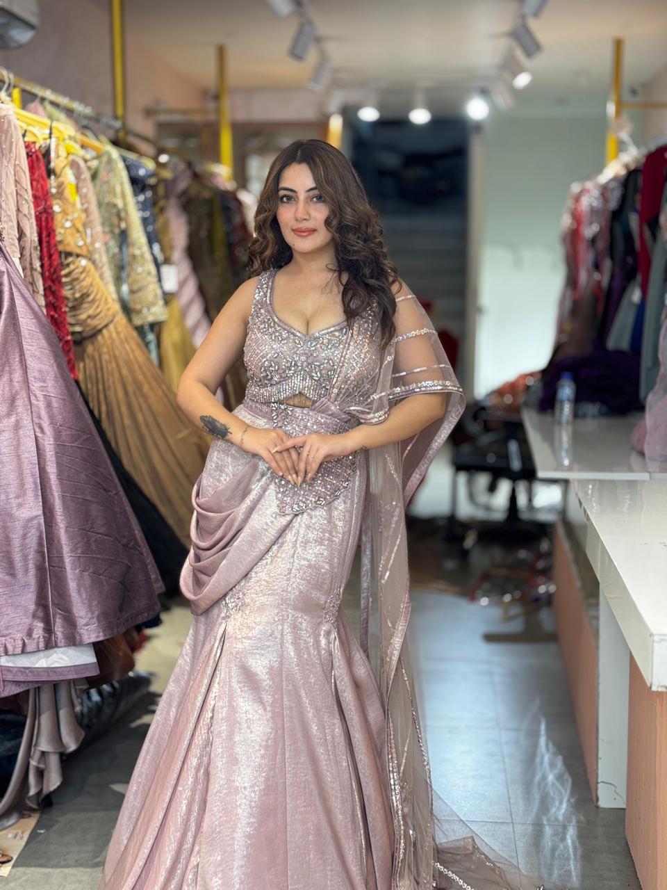Pufferfish Draped Luxe Lehenga  Set