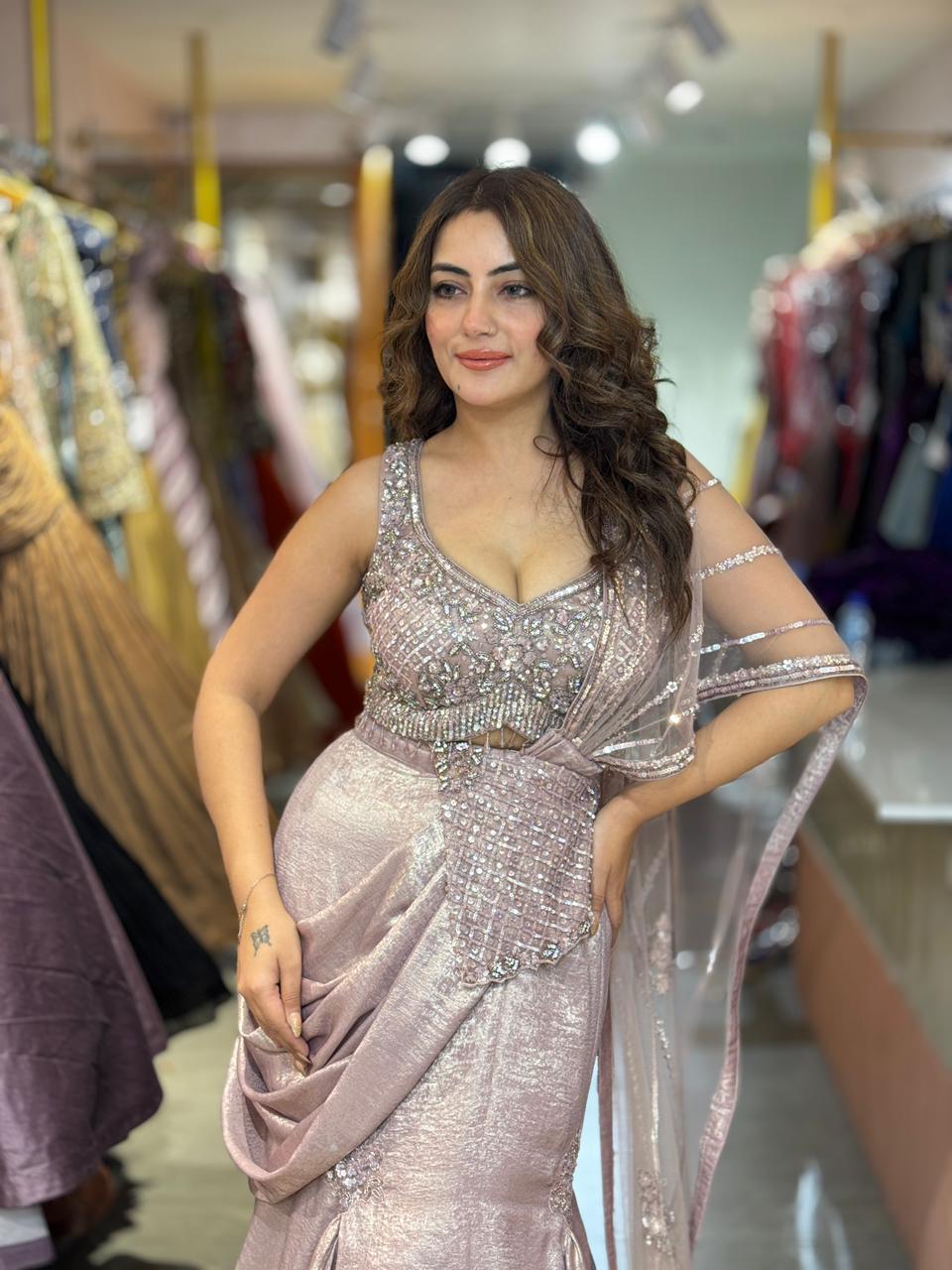 Pufferfish Draped Luxe Lehenga  Set