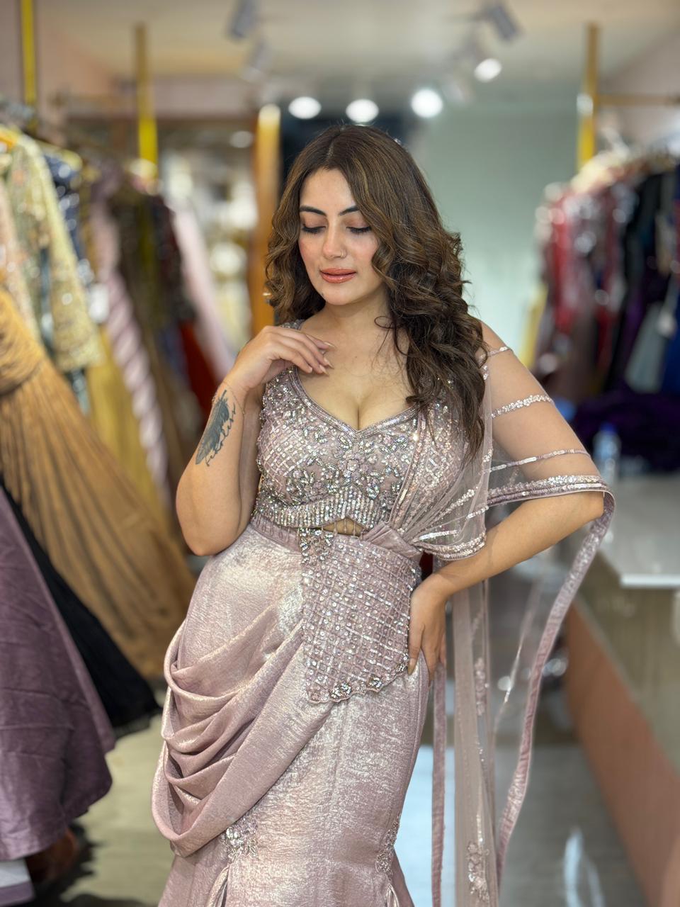 Pufferfish Draped Luxe Lehenga  Set