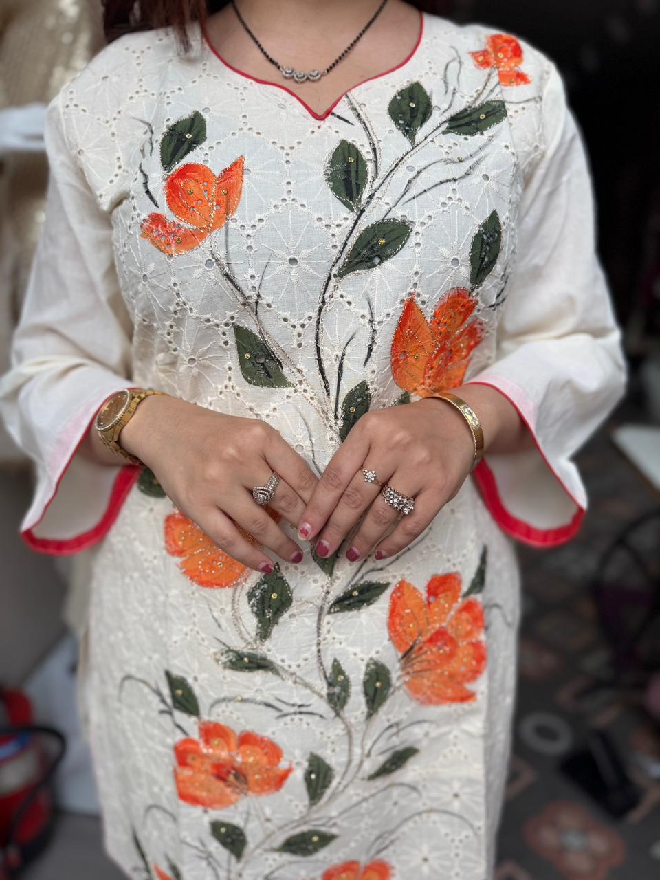 Anvi Floral Embroidered cord Set