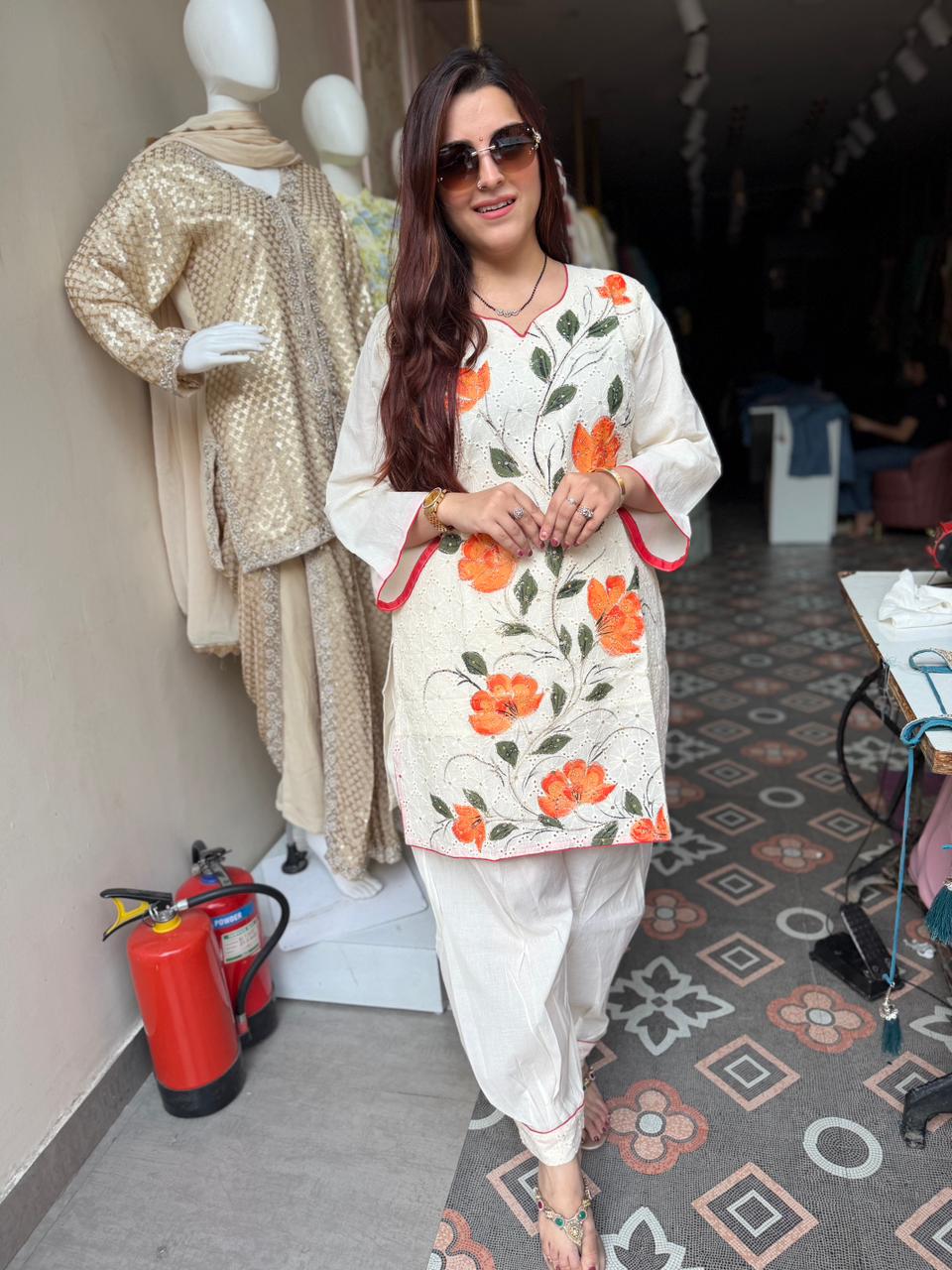 Anvi Floral Embroidered cord Set