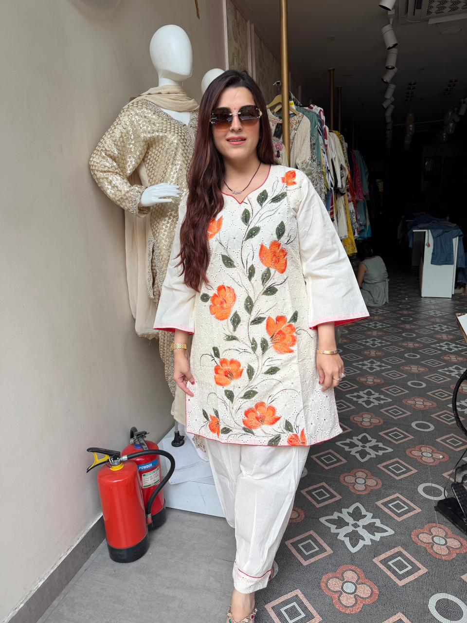 Anvi Floral Embroidered cord Set