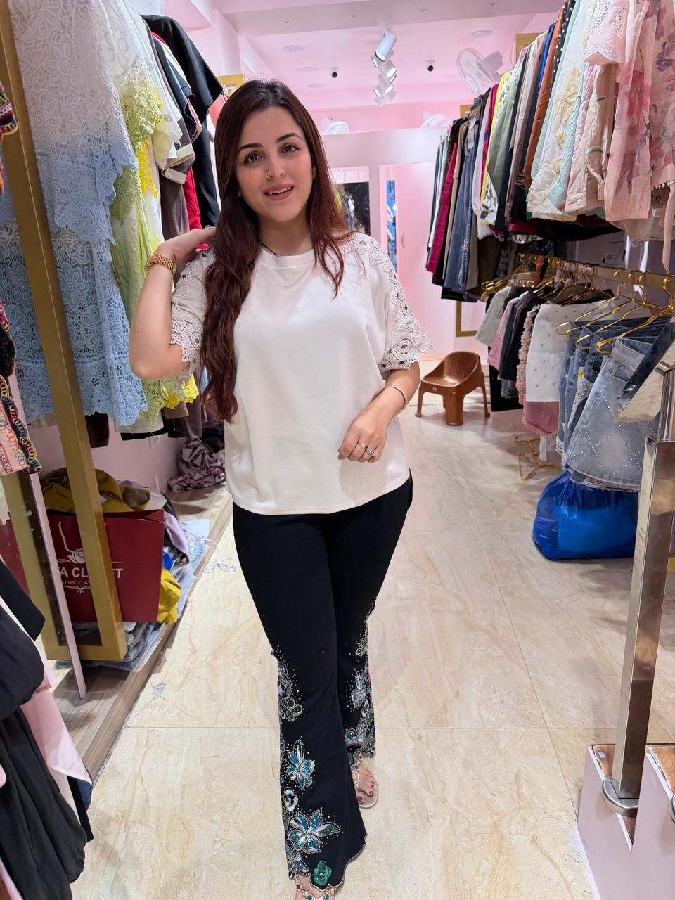 Lia Floral Embellished  Pants
