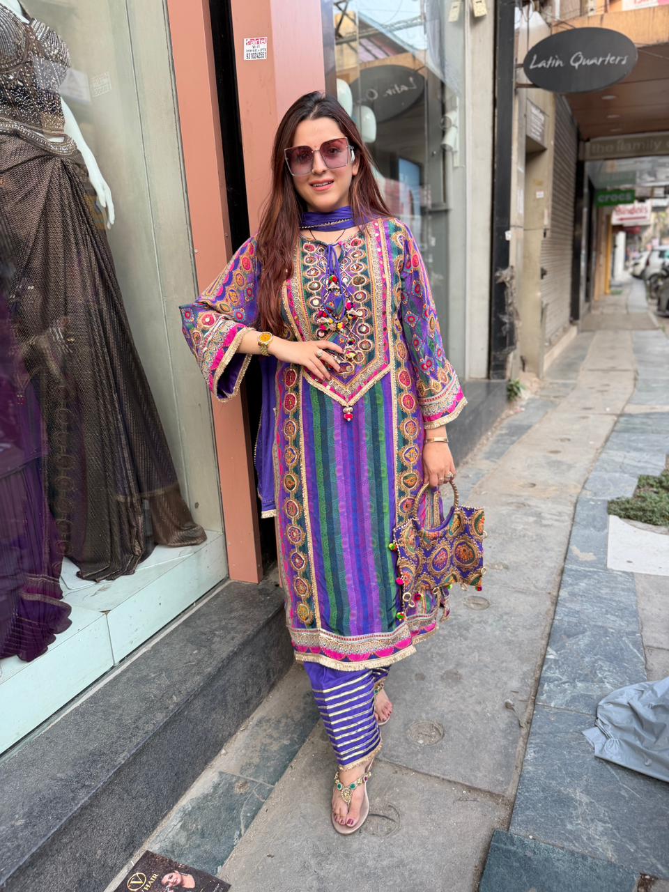 Rinny Multicolor Mirror Work Kurta Set
