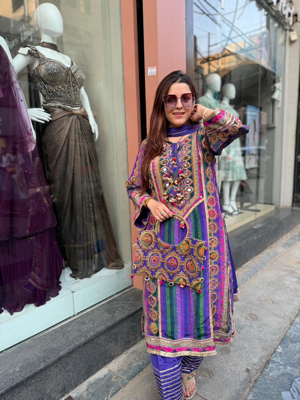 Rinny Multicolor Mirror Work Kurta Set