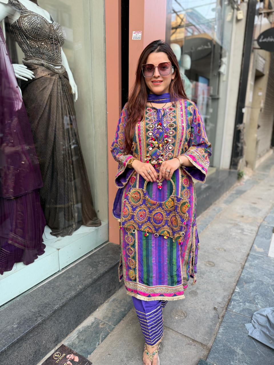 Rinny Multicolor Mirror Work Kurta Set