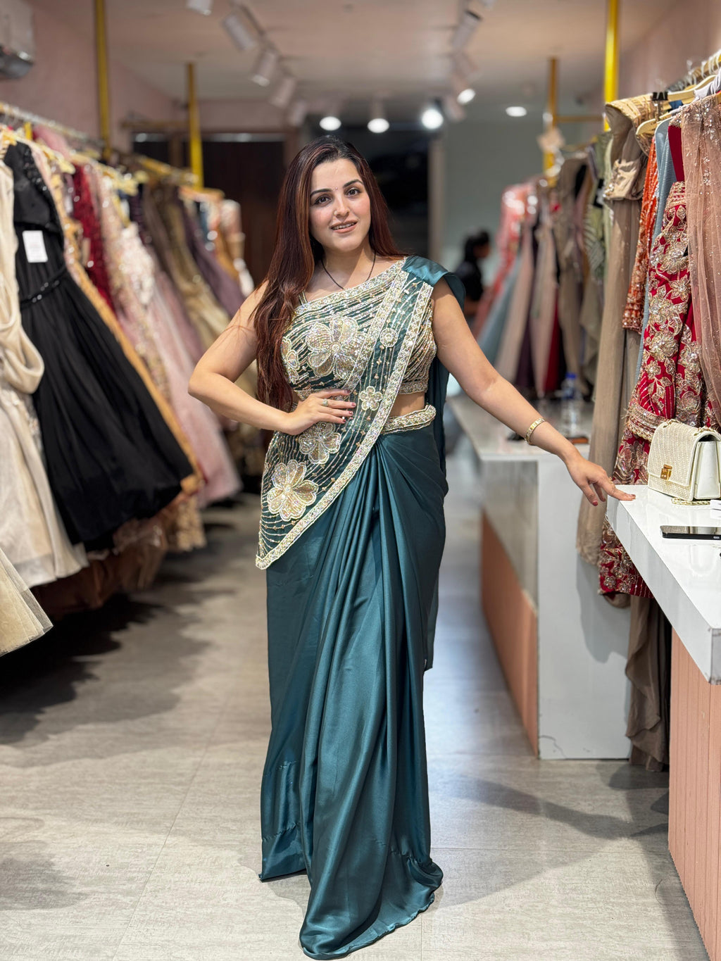 Lily Designer Draped Saree Set
