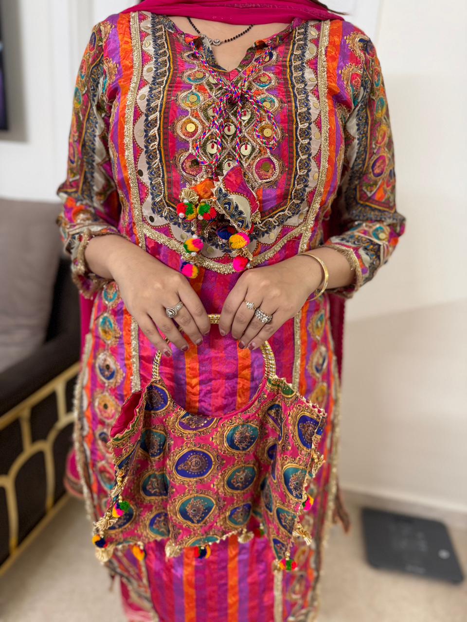 Rinny Multicolor Mirror Work Kurta Set