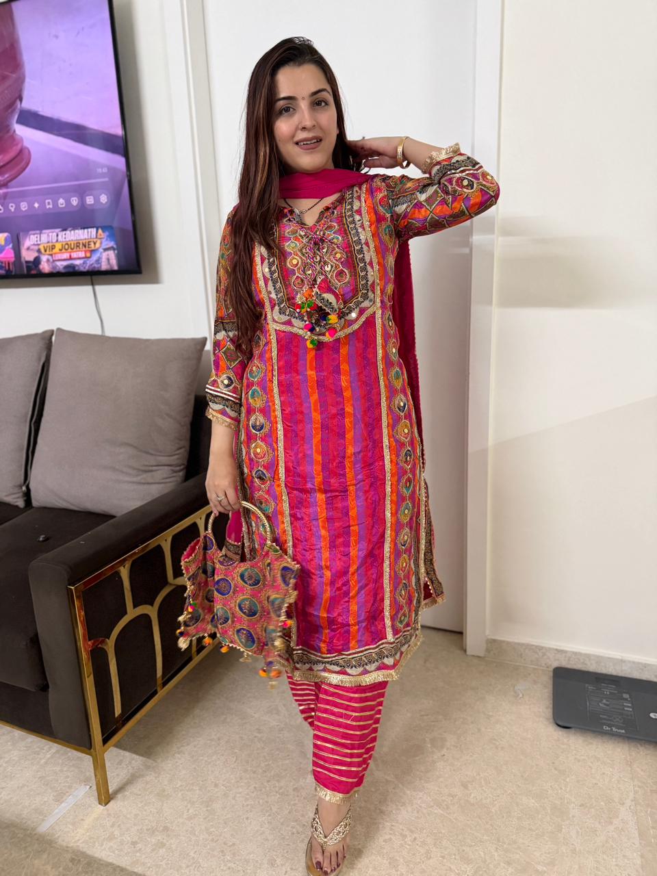 Rinny Multicolor Mirror Work Kurta Set