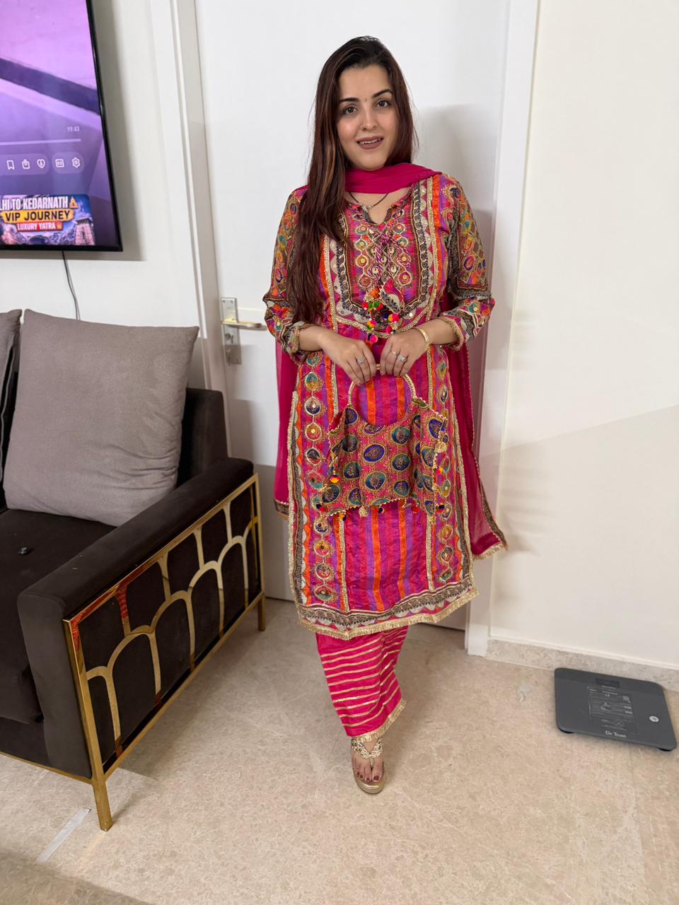 Rinny Multicolor Mirror Work Kurta Set