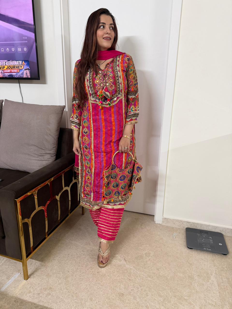Rinny Multicolor Mirror Work Kurta Set