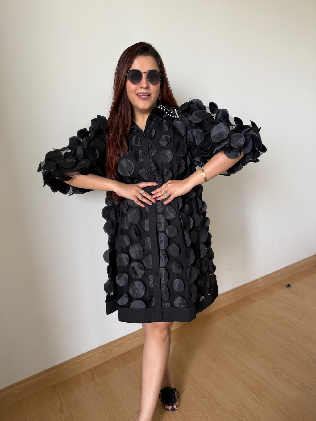 Midnight Petal 3D Shirt Dress