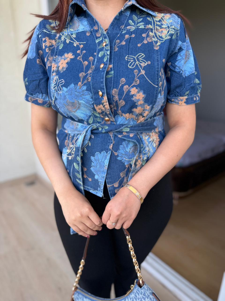 Bloom Denim Tie-Up Top