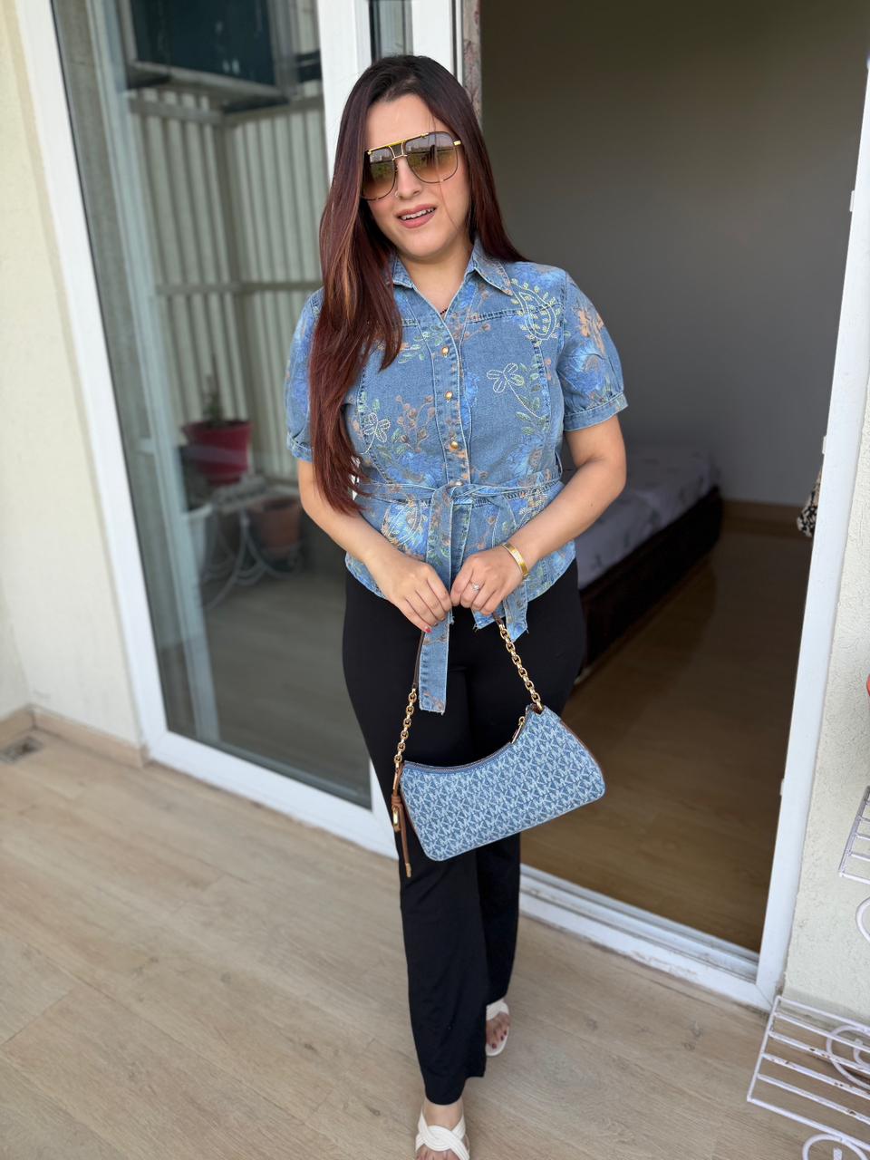 Bloom Denim Tie-Up Top