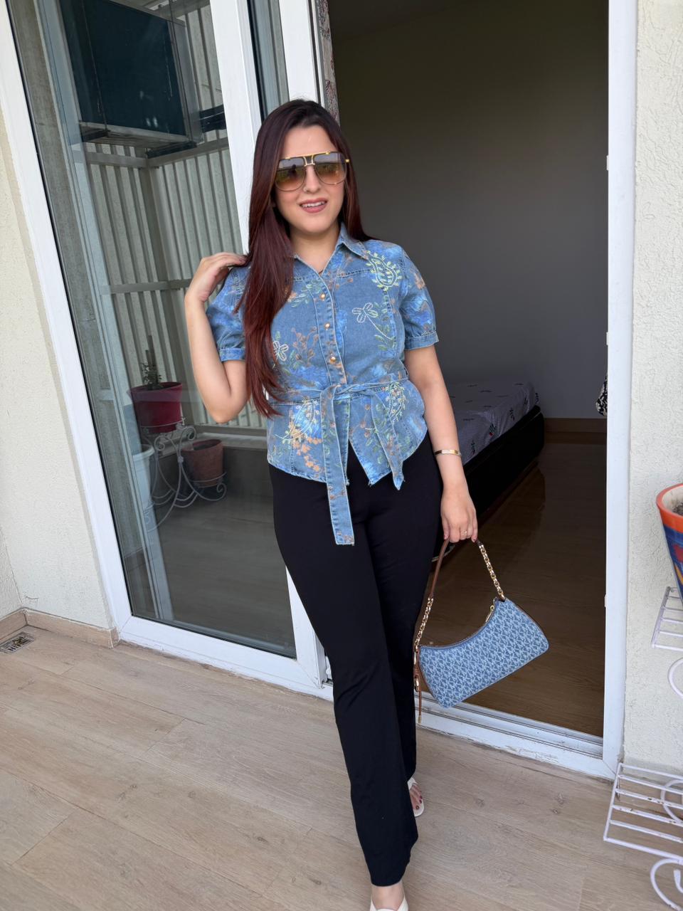 Bloom Denim Tie-Up Top