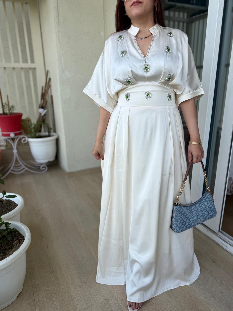 Emerald Charm Satin Maxi Dress