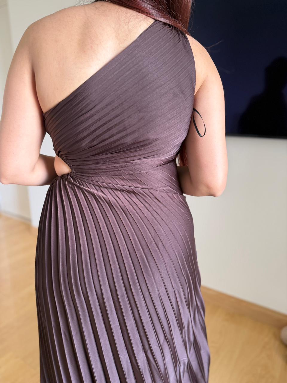 Mortal One-Shoulder Pleated Dress