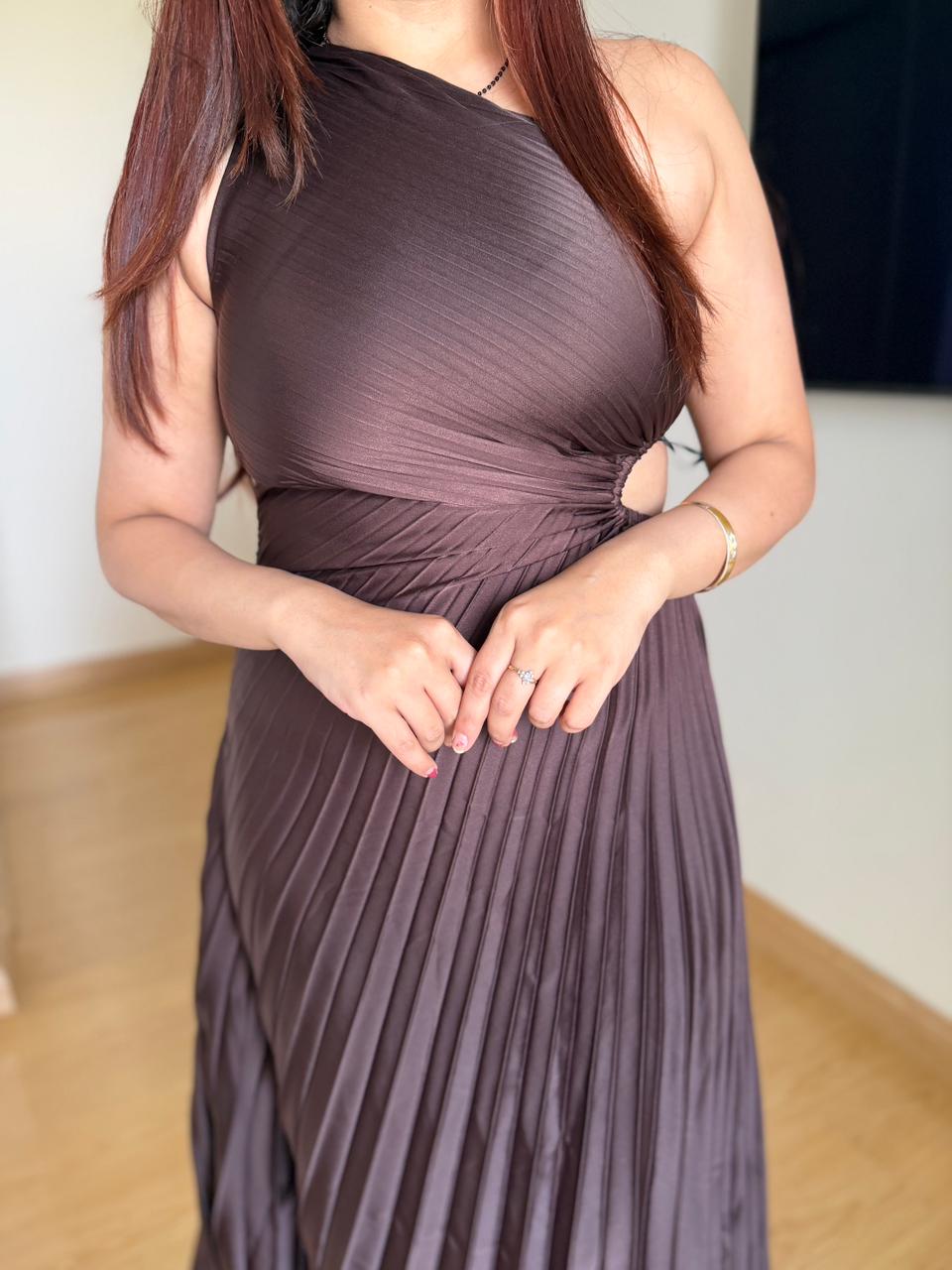 Mortal One-Shoulder Pleated Dress