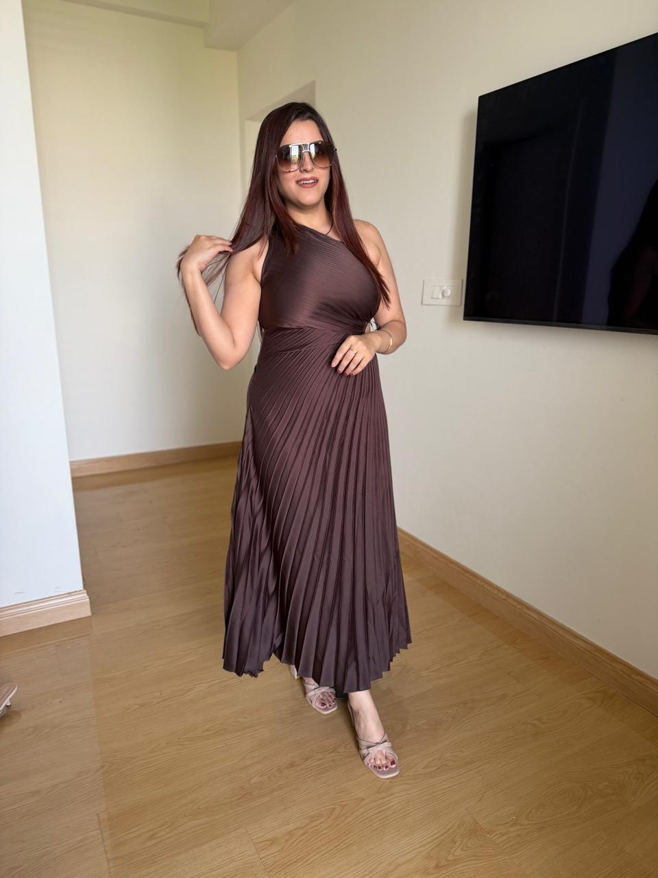Mortal One-Shoulder Pleated Dress