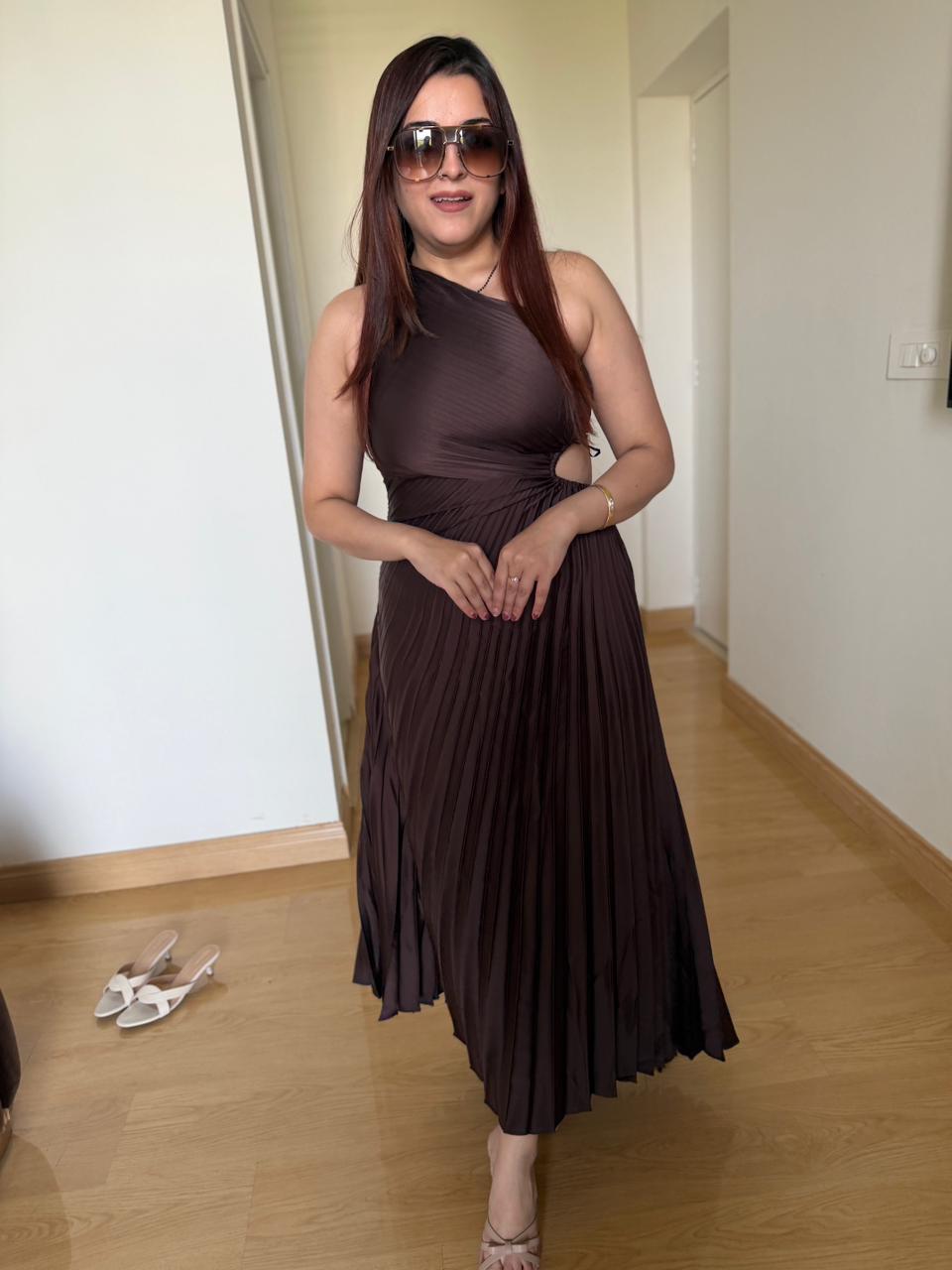 Mortal One-Shoulder Pleated Dress