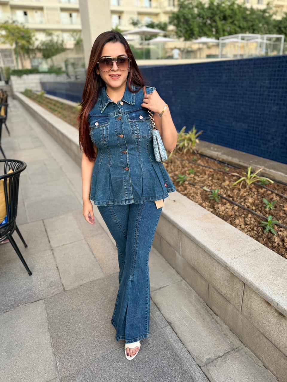 Diva Peplum Denim Co-Ord Set