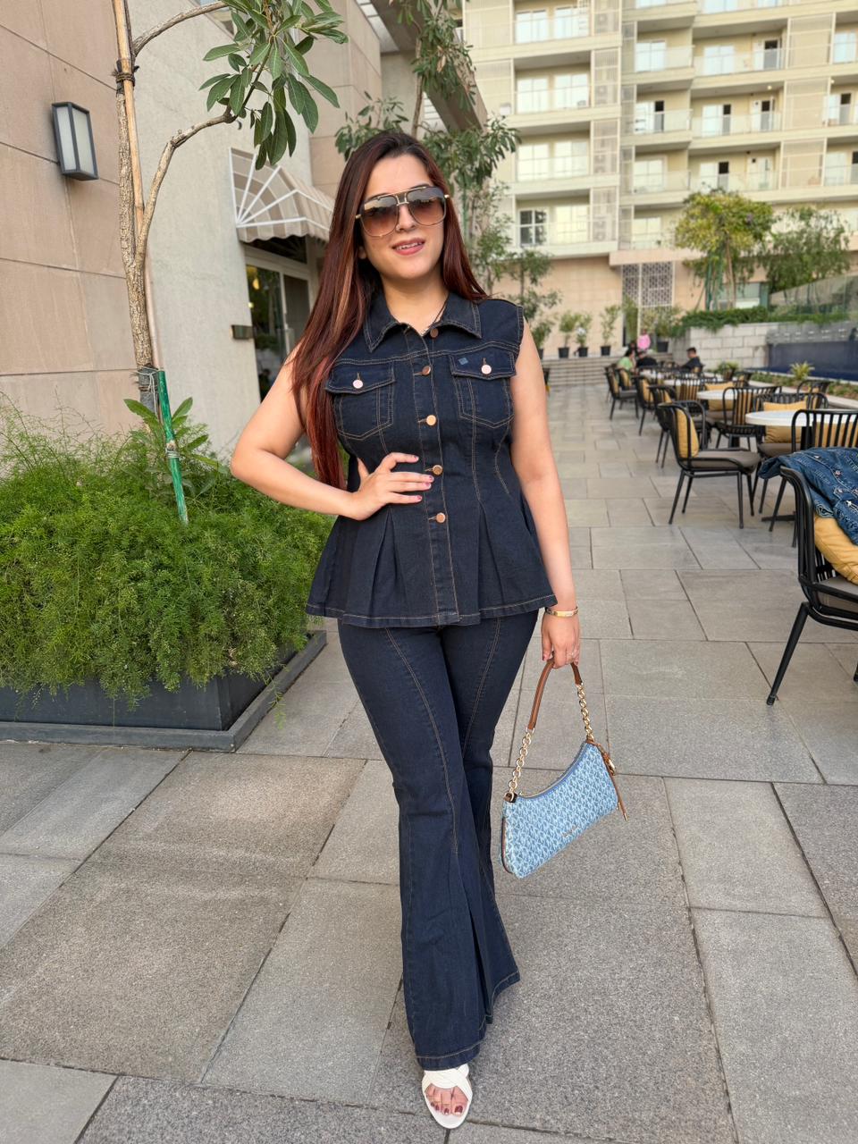 Diva Peplum Denim Co-Ord Set