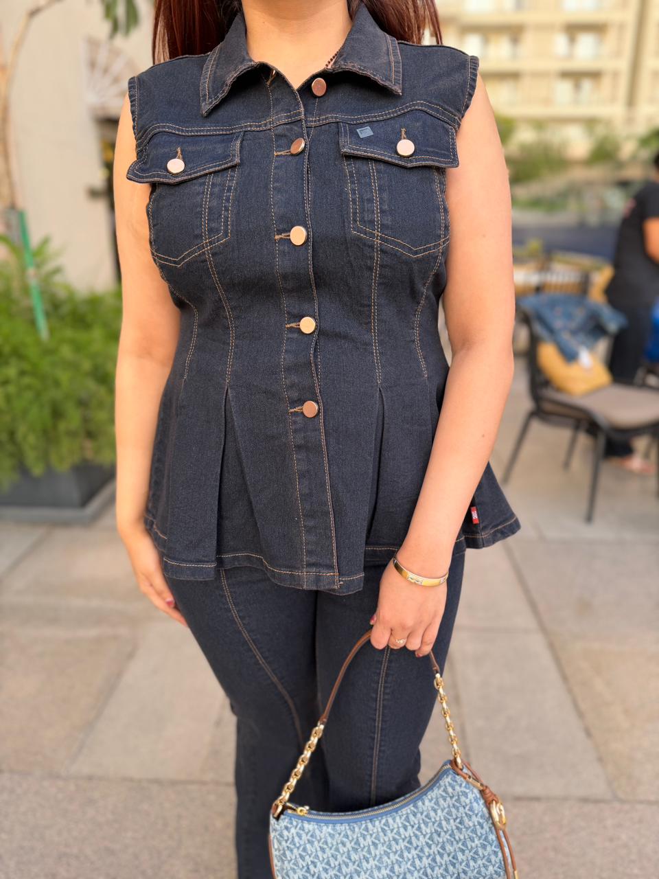 Diva Peplum Denim Co-Ord Set