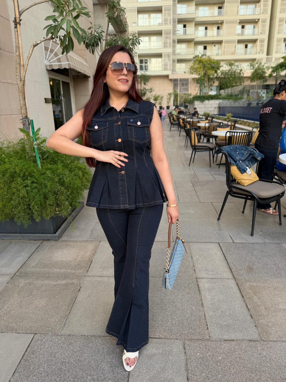 Diva Peplum Denim Co-Ord Set