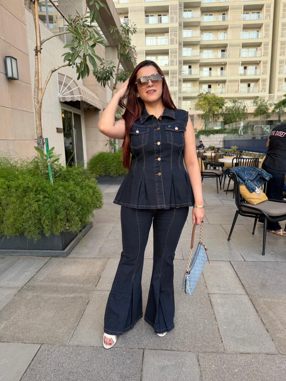 Diva Peplum Denim Co-Ord Set