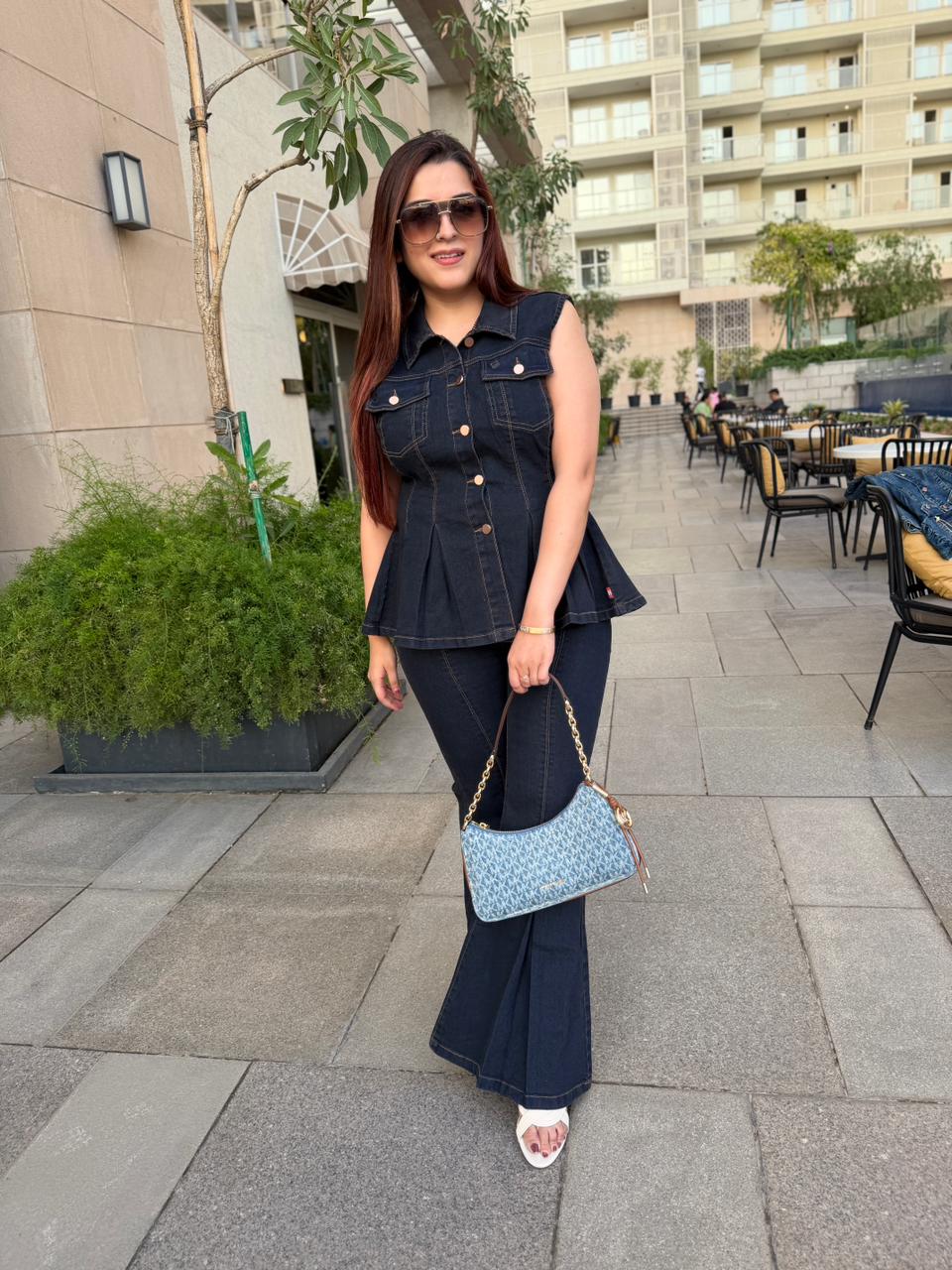 Diva Peplum Denim Co-Ord Set