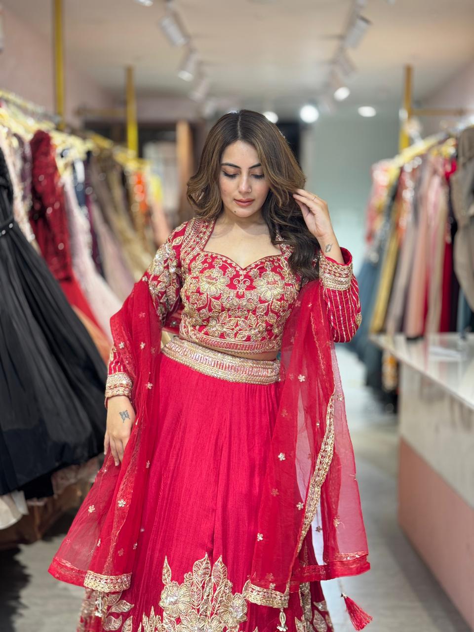 Camellia Embroidered Lehenga Set