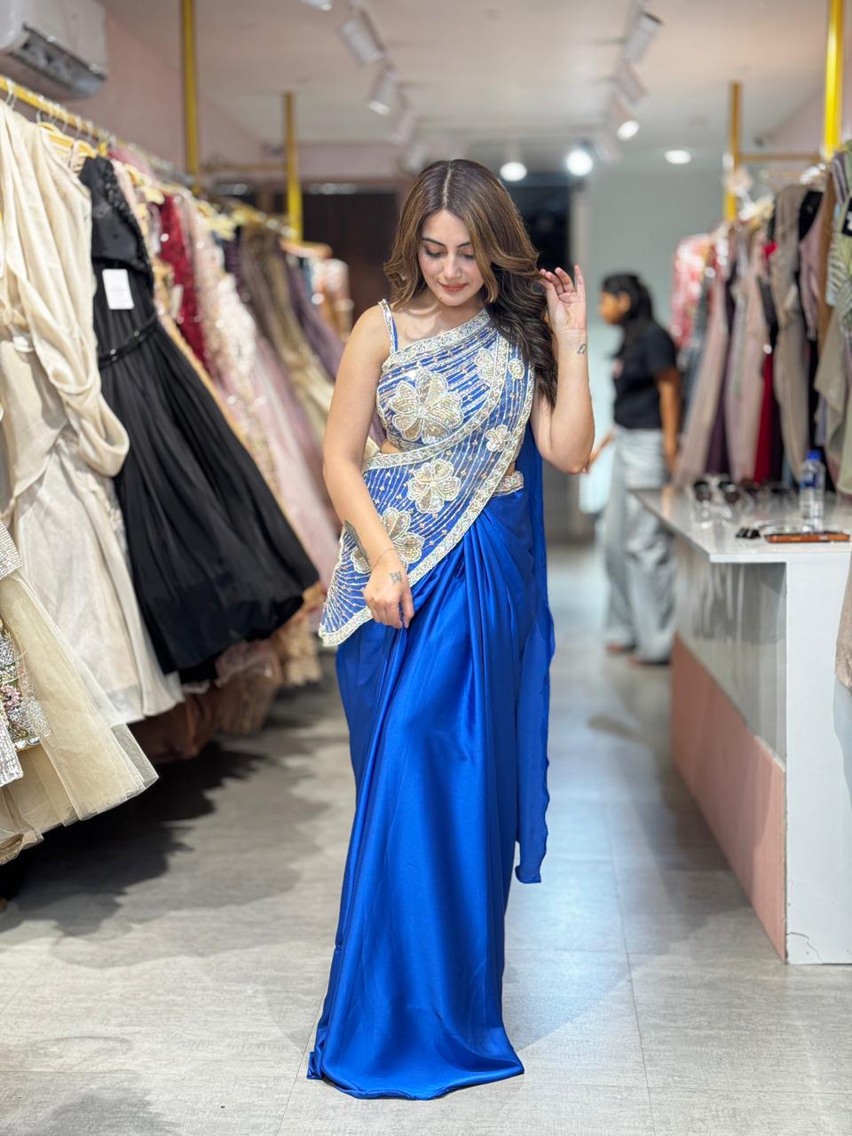 Lily Designer Draped Saree Set
