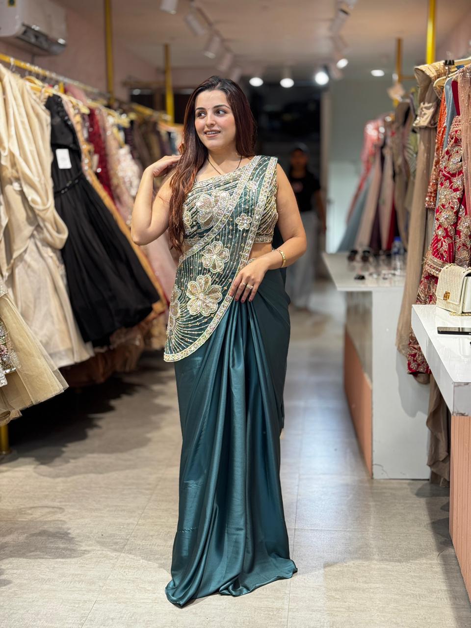 Lily Designer Draped Saree Set