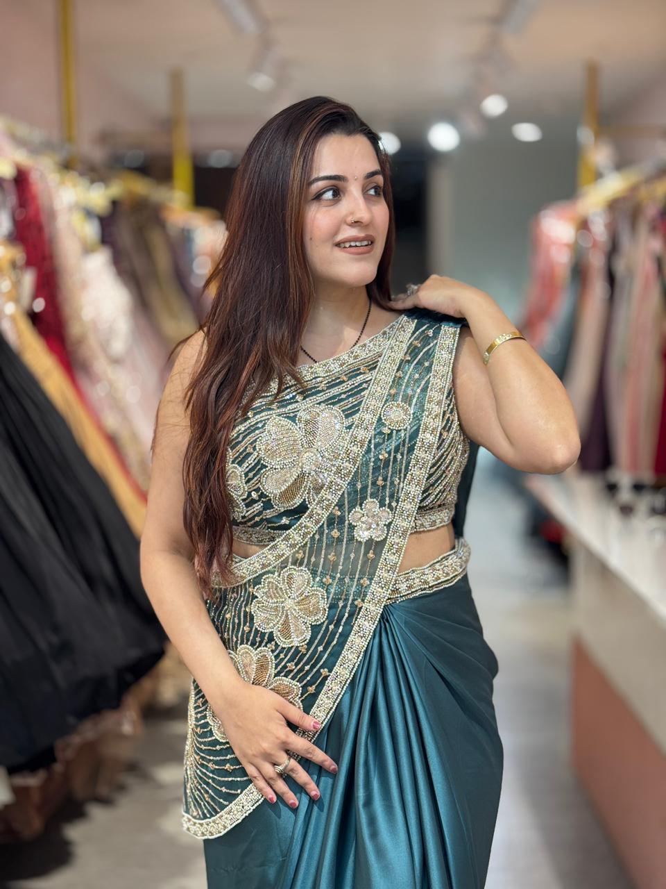 Lily Designer Draped Saree Set