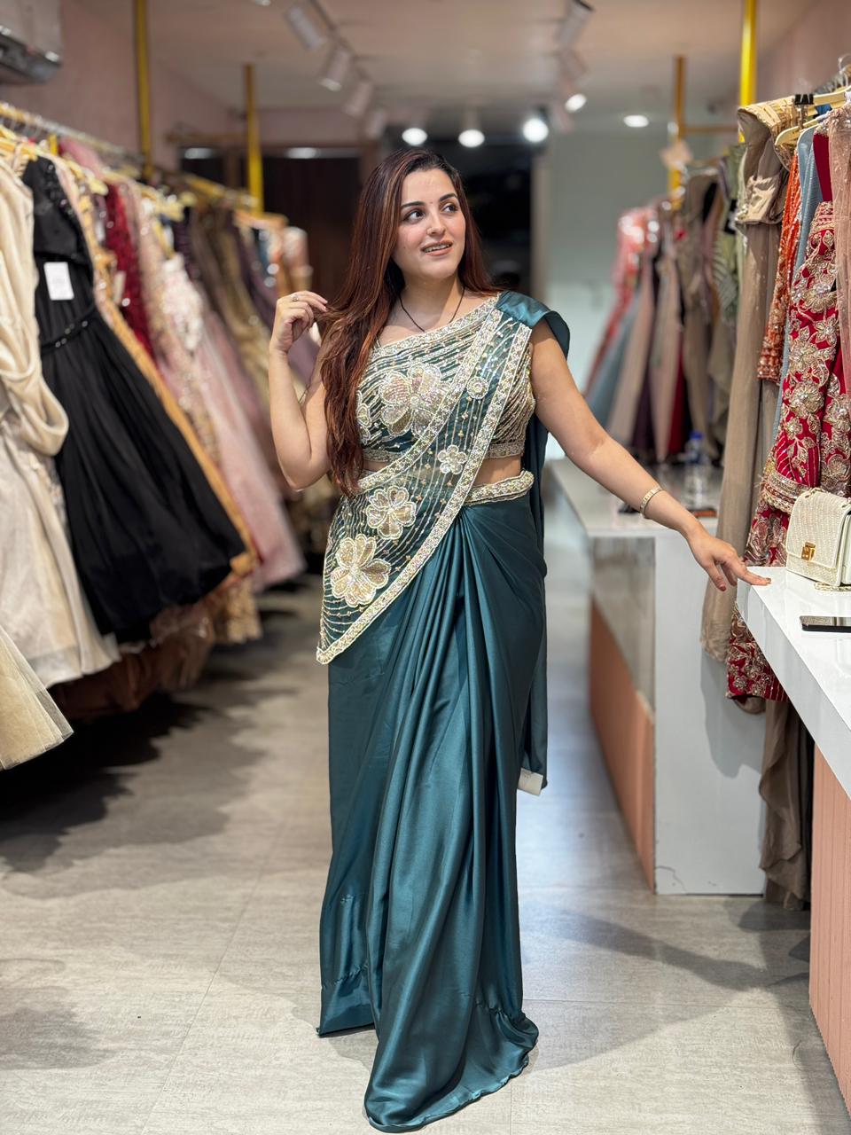 Lily Designer Draped Saree Set