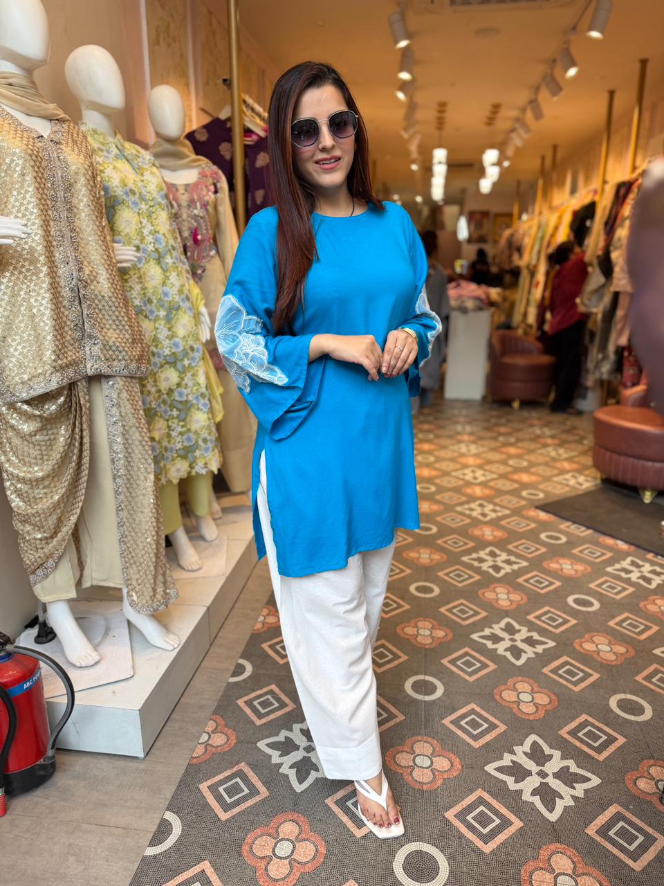 Sky Bloom Embroidered Kurta Set