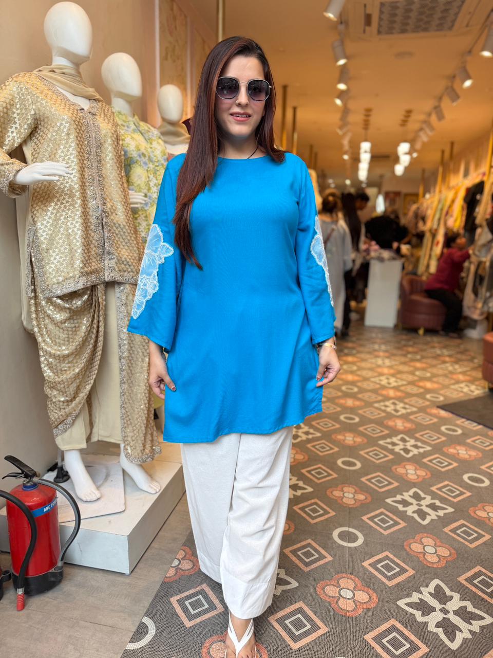Sky Bloom Embroidered Kurta Set