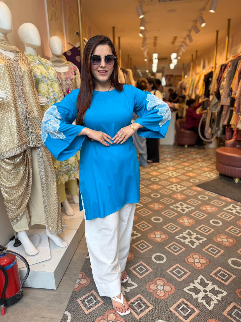Sky Bloom Embroidered Kurta Set