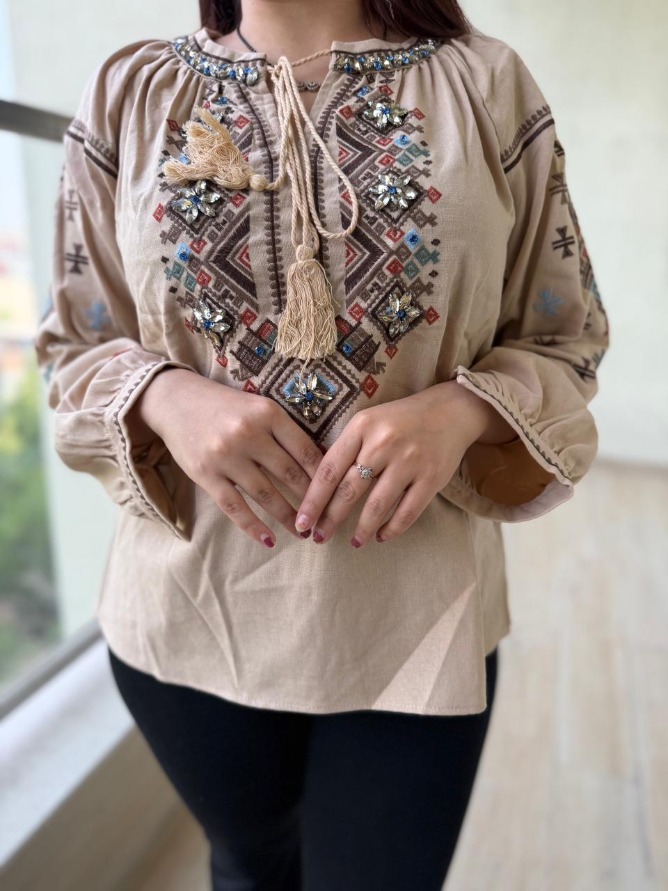 Desert Jewel Embroidered Boho Top