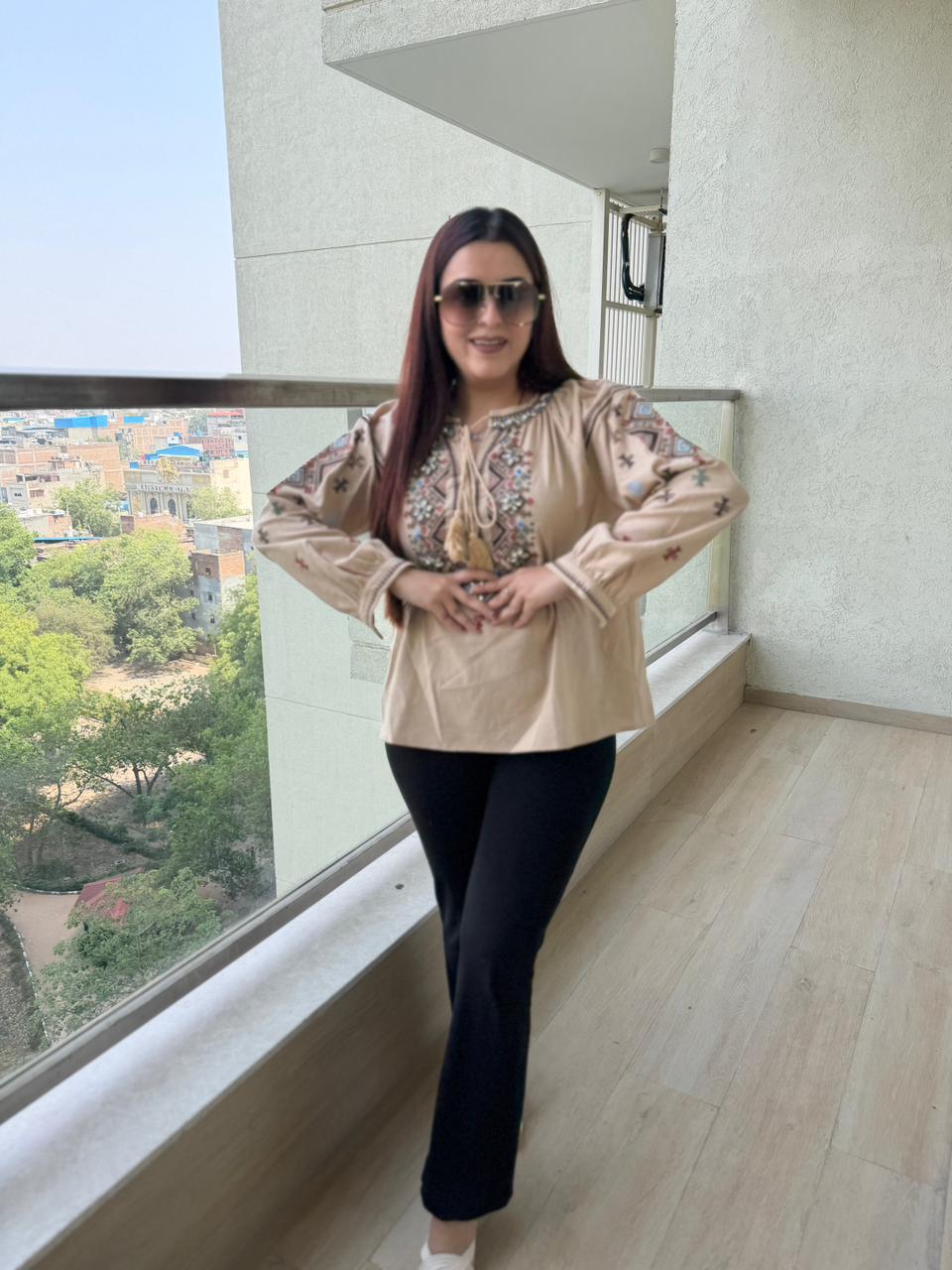 Desert Jewel Embroidered Boho Top