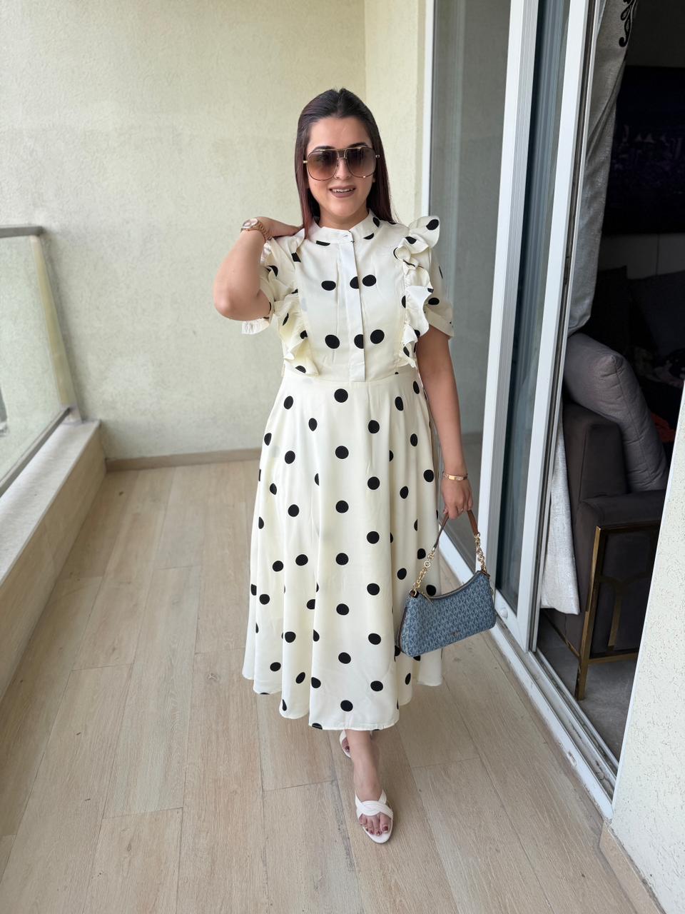 Monroe Polka Ruffle Maxi Dress