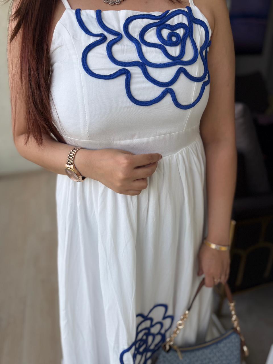 Rose Appliqué Midi Dress