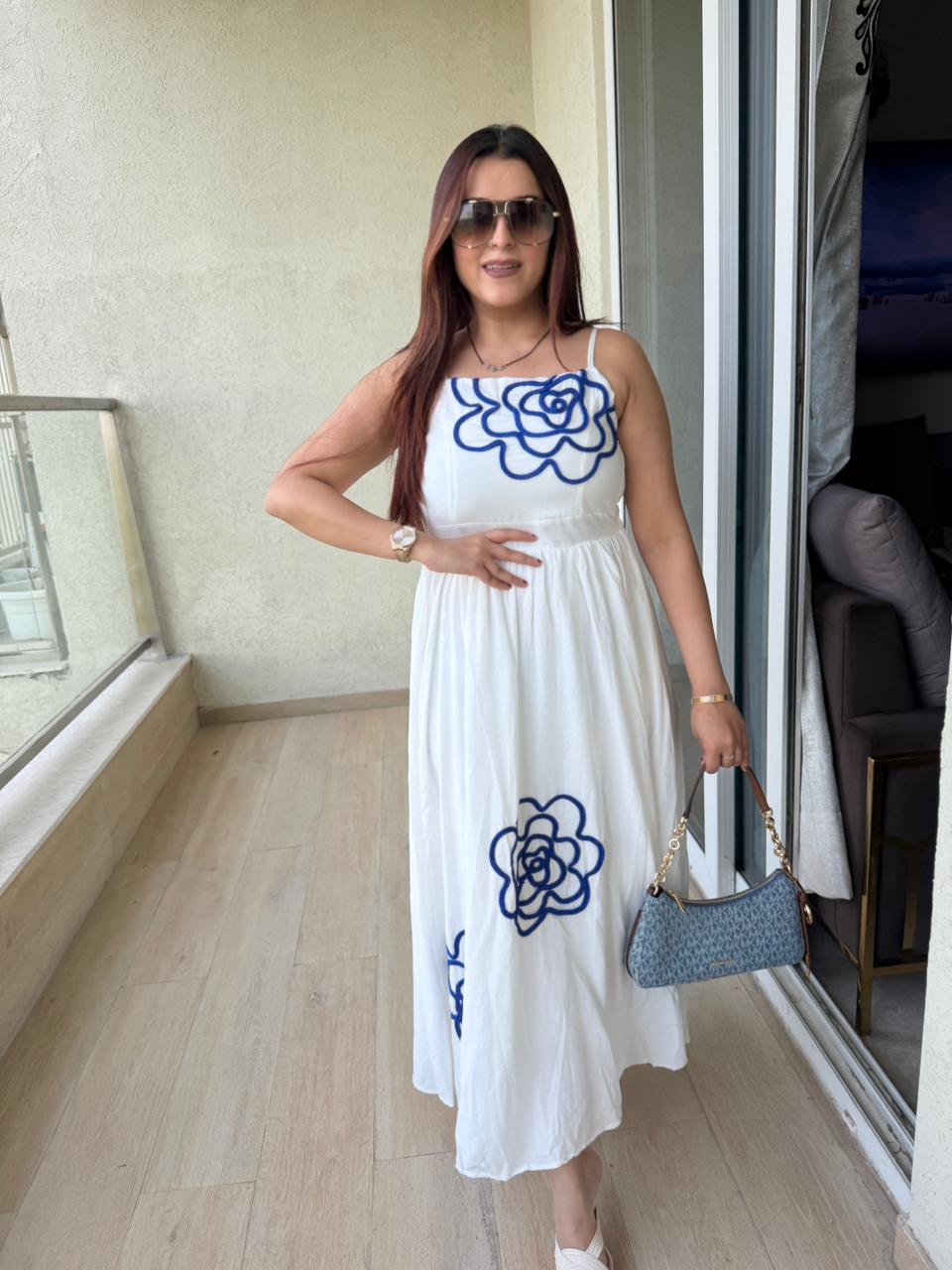 Rose Appliqué Midi Dress
