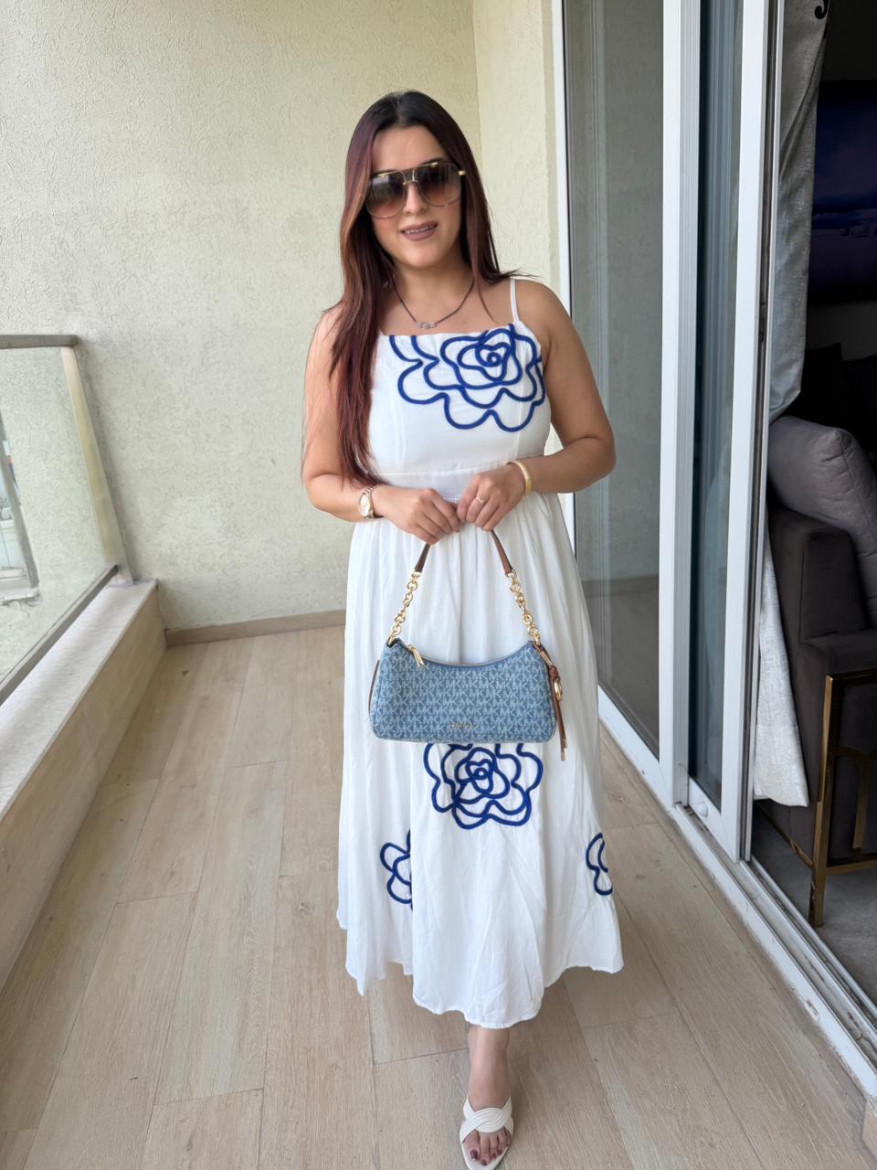 Rose Appliqué Midi Dress