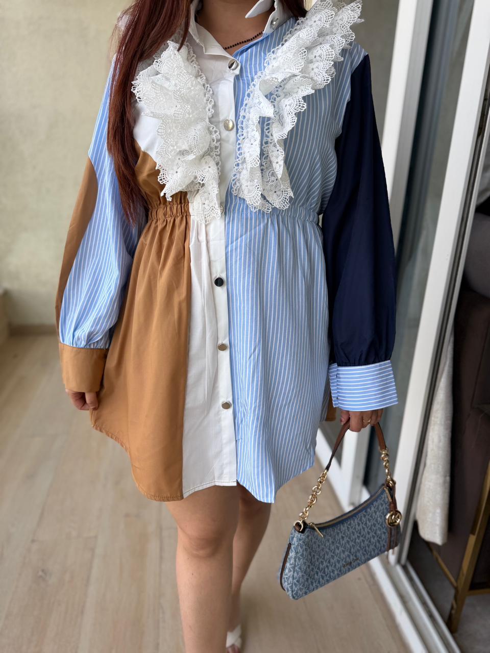Bella Patchwork Lace Shirt Dress
