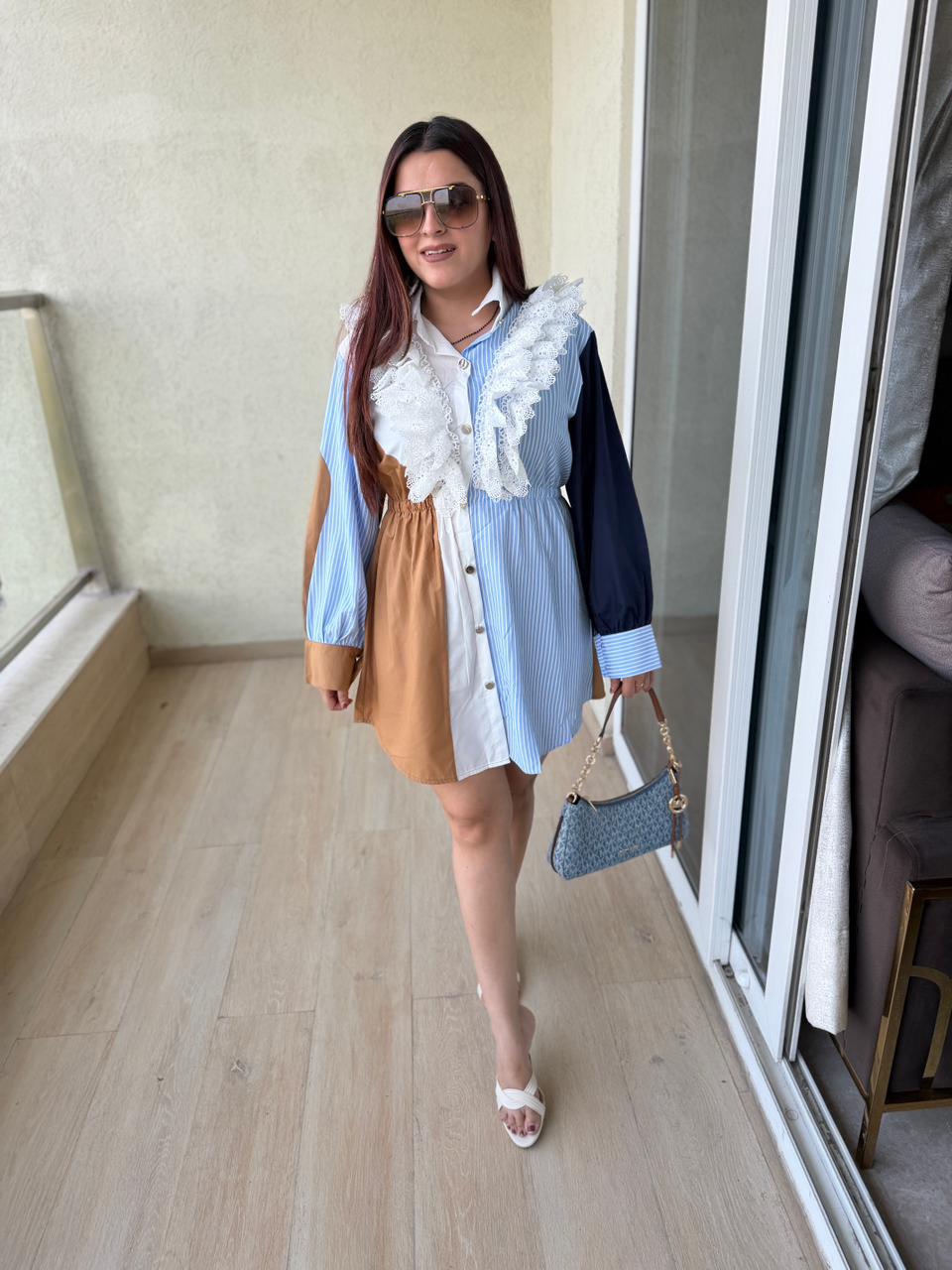Bella Patchwork Lace Shirt Dress