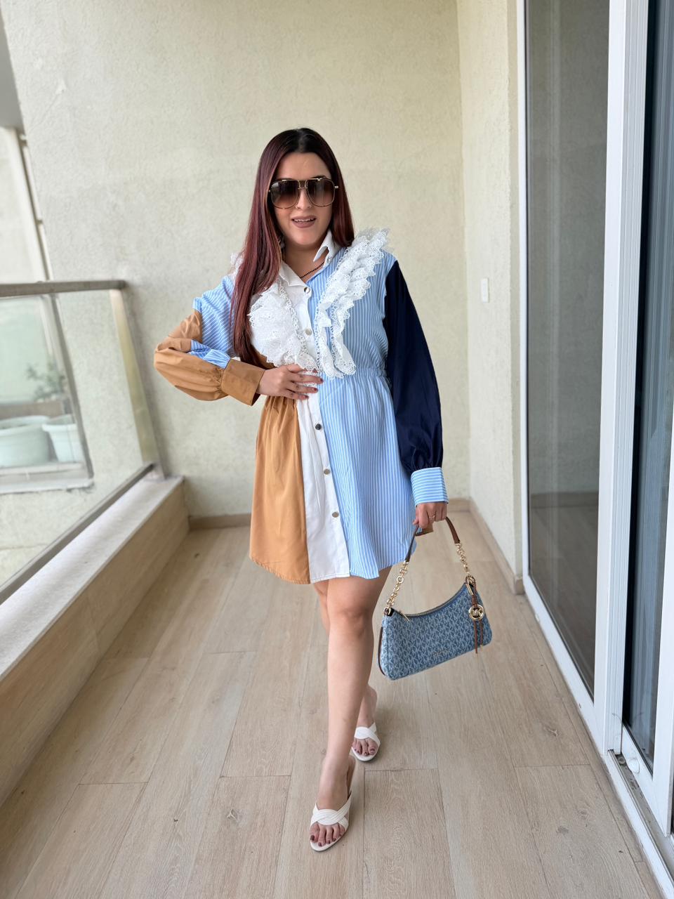 Bella Patchwork Lace Shirt Dress